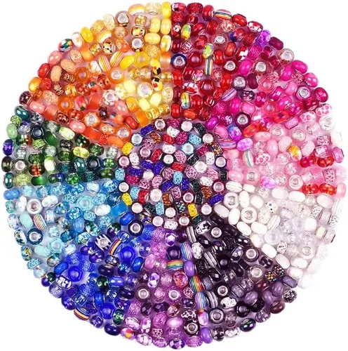 Miniatura 7 de Espaciador de agujeros grandes europeos con cuentas de hadas con diamantes de imitación para manualidades, pulseras y bisutería