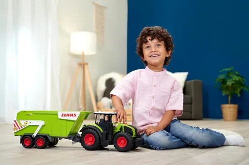 Miniatura 4 de DICKIE TOYS Tractor CLAAS con remolque (25.2 in) - Tractor de juguete grande con ruedas giratorias para niños de 3 años en adelante, juguete