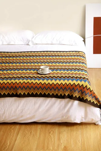 Miniatura 4 de Manta de punto texturizado con borlas de 51.1 x 94.5 pulgadas, a rayas para sofá, silla, cama, cama, ligera y suave
