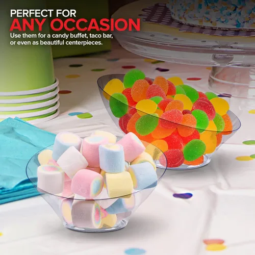 Miniatura 6 de Cuencos de plástico transparente de 6 onzas (paquete de 8) pequeños platos desechables para dulces, recipientes de bufé para papas fritas, palomitas