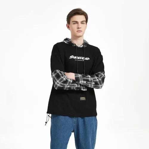 Miniatura 4 de GURUNVANI Sudaderas con capucha de patchwork de estilo japonés Hombres Personajes Streetwear Sudadera con capucha para hombres