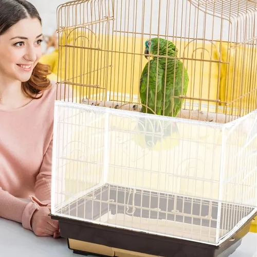 Miniatura 5 de Daoeny Cubierta Grande para Jaula de Pájaros, Protector de Semillas para Jaula de Pájaros, Faldón de Malla de Nylon Ajustable y Suave, Cubierta
