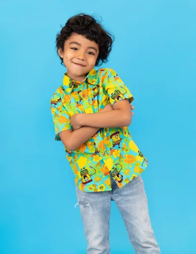 Miniatura 2 de Nickelodeon SpongeBob SquarePants Camisa hawaiana de manga corta con botones para niños