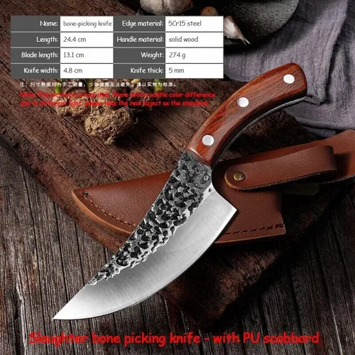 Miniatura 7 de Cuchillo de carnicero para carne, cuchillo de carnicero casero de 5 pulgadas para tallar carne y deshuesar pequeño cuchillo forjado a mano cuchillo