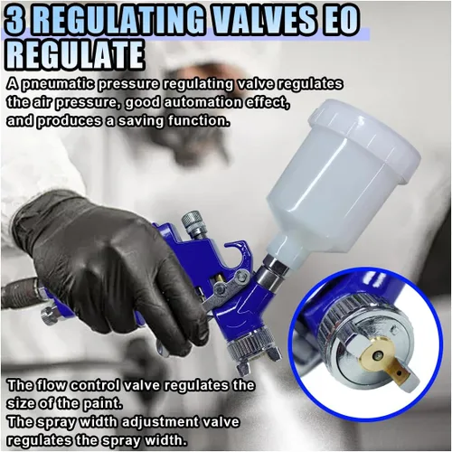 Miniatura 3 de Mini HVLP Pistola pulverizadora de toque con boquilla de 1 mm, 125 cc Taza de alimentación por gravedad, pistola pulverizadora de pintura en aerosol