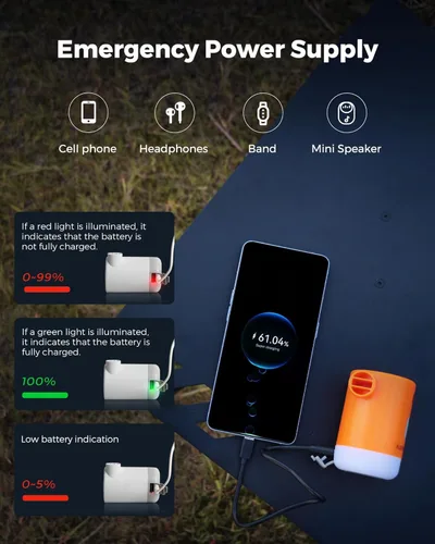 Miniatura 6 de FLEXTAILGEAR Bomba de aire de 4.5 kPa para inflables, bomba de aire portátil con luz LED, batería recargable de 3600 mAh, bomba de inflador