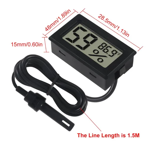 Miniatura 4 de Paquete de 6 mini termómetro digital higrómetro con sonda de temperatura interior, medidor de humedad y temperatura interior, pantalla LCD 6 piezas