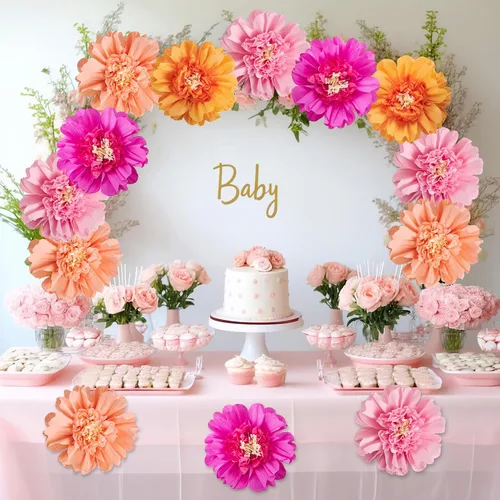 Miniatura 7 de 12 flores de papel de seda, 12 pulgadas, coloridas flores gigantes de papel crepé para pared, flores grandes para boda, cumpleaños, baby shower