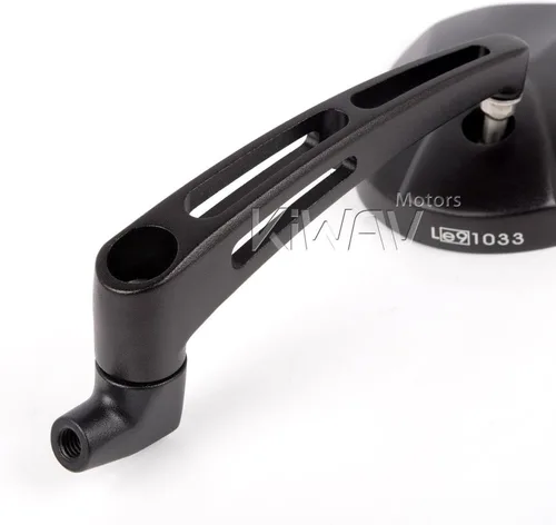 Miniatura 6 de KiWAV Espejos retrovisores laterales para motocicleta, color negro, convexo, aluminio, ajustable, rectángulo, ovalado, de 0.394 in y 5/16 pulgadas