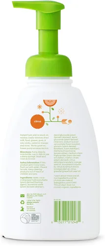 Miniatura 2 de Babyganics Jabón espumoso para platos y biberones, botella con dispensador, cítricos, poder de limpieza derivado de plantas, elimina la leche seca