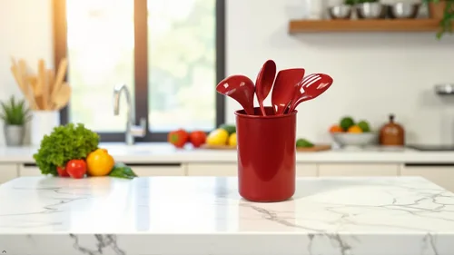 Miniatura 10 de Reston Lloyd Calypso Basics - Juego de utensilios de melamina de 5 piezas con soporte, sin BPA, apto para lavavajillas, incluye cuchara, cuchara