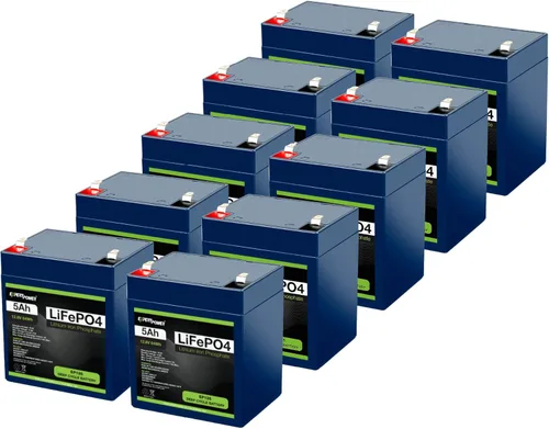 Miniatura 12 de Paquete de 2 baterías recargables ExpertPower LiFePO4 de litio de 12 V 5 Ah de ciclo profundo 2500-7000 ciclos de vida y 10 años de vida útil