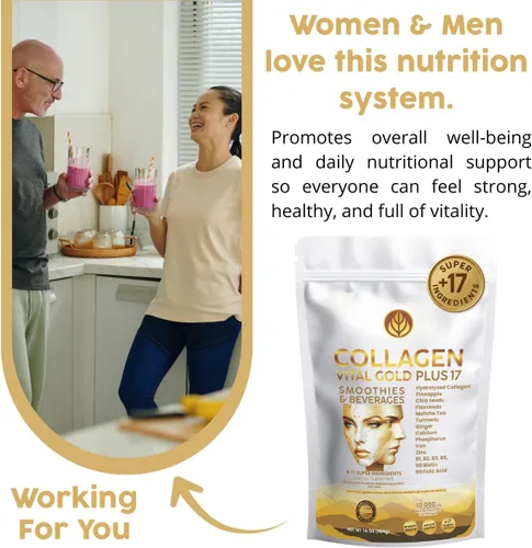 Miniatura 5 de Vital Life - Polvo de péptidos de colágeno – Colágeno hidrolizado con fórmula BioSynergy y 17 súper ingredientes, sabor a piña, 16 onzas, apoya