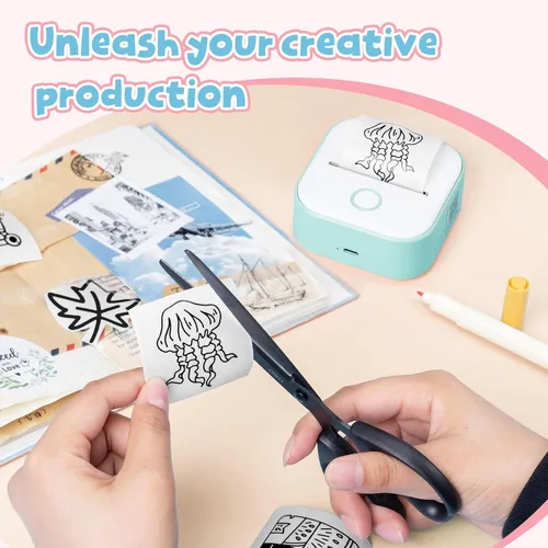 Miniatura 5 de Phomemo Papel adhesivo blanco - para mini impresora Phomemo T02/T02Pro/Q02E/M02X/Y02C/Q02, para notas de estudio, fotos, bricolaje, calcomanías