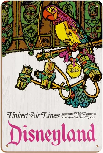 Miniatura 5 de Pacifica Island Art Disneyland - Encantado Tiki Room - José the Mexican Guacamayo - United Air Lines - Póster vintage de viaje de aerolínea por
