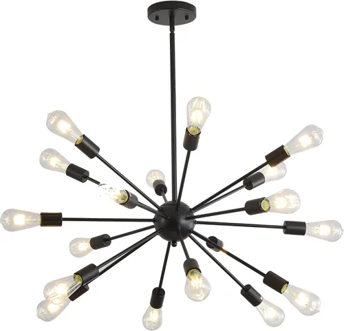 Miniatura 10 de Lámparas de araña Sputnik de mediados de siglo de 18 luces, lámpara de techo moderna de montaje semiempotrado industrial, lámparas colgantes retro