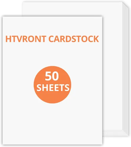Paquete de papel de cartulina blanca HTVRONT - 50 hojas de cartulina 8.5 x 11 pulgadas, tarjetas gruesas de 230 GSM para máquina de corte, papel de