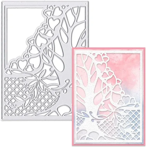 Hying Troqueles de fondo de marco de árbol para hacer tarjetas, troqueles de corte de árbol de corazón de amor para álbumes de recortes, papel,