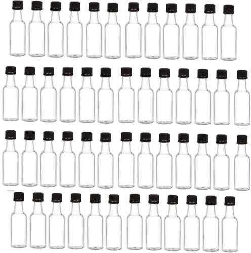 Miniatura 2 de Nakpunar 12 botellas de licor de plástico transparente de 1.7 fl oz con tapa dorada, fabricadas en Estados Unidos Dorado