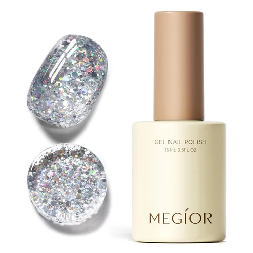 Miniatura 120 de MEGIOR Esmalte de uñas de gel blanco de 0.5 fl oz, color blanco antiguo, secado con luz UV, esmalte de gel francés, arte de uñas, salón de manicura