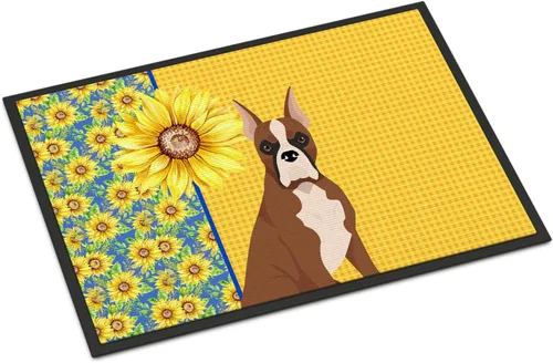 Miniatura 270 de Caroline's Treasures WDK5313MAT Airedale Terrier - Tapete para puerta delantera de 18 x 27 pulgadas, diseño de girasoles de verano, para entrada