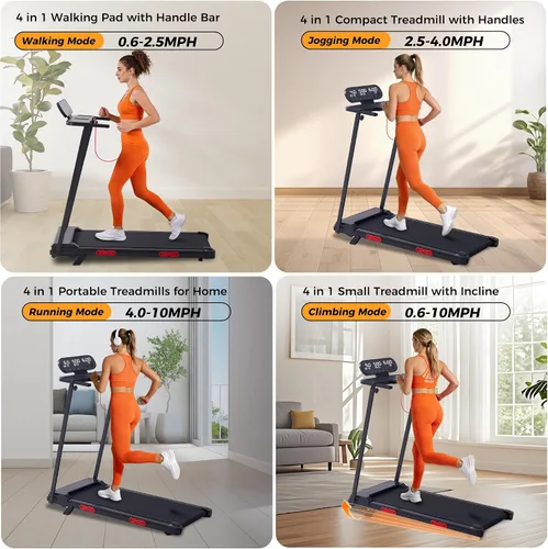 Miniatura 8 de Walking Pad Treadmill with Incline, 2026 Upgrade Portable Treadmill with Handles for Home Small, 3.5HP Small Walking Pad with Handle Bar, Negro-1