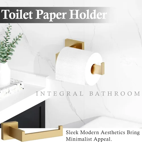 Miniatura 5 de Juego de accesorios de baño de oro cepillado de 10 piezas – barra para toallas de 23.6", anillo para toallas, soporte para papel higiénico