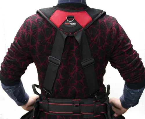 Miniatura 4 de MELOTOUGH Tirantes Magnéticos para Cinturón de Herramientas con Pulsera Magnética de Muñeca para Cinturón de Trabajo Tirantes Acolchados de Rojo