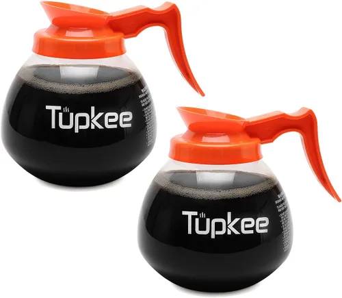 Miniatura 9 de Cafetera de repuesto de vidrio – Jarra de decantador de restaurante comercial resistente a los golpes, 64 onzas, 12 tazas, juego de 2 – 1 negro y 1
