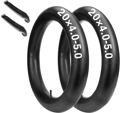 Paquete de 2 tubos de bicicleta de neumáticos gruesos de 20/26 × 4.0-5.0: tubo de bicicleta resistente con válvula Schrader AV de 1.260 in,