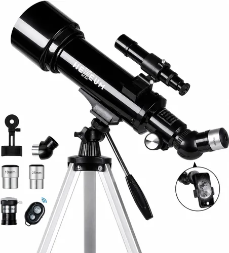 Miniatura 8 de Telescopio para niños y adultos – Telescopio refractor portátil para astronomía con apertura de 70 mm y longitud focal de 500 mm, montura