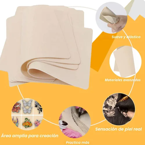 Miniatura 4 de Yuelong El kit de 30 piezas de papel de transferencia y piel de práctica de tatuaje en blanco incluye 10 piezas de piel falsa y 20 piezas de papel