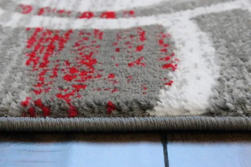 Miniatura 6 de Masada Rugs, Stephanie Collection 1103 - Alfombra de área moderna y contemporánea, color rojo, gris y blanco (2 pies 4 pulgadas x 11 pies), largo