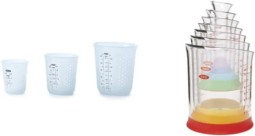 Miniatura 13 de 1 taza de medir de silicón para exprimir y verter, con patrón Stay-Cool, de la marca Oxo Good Grips, Transparente