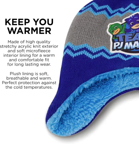 Miniatura 4 de PJ Masks Boys Winter Accessory Hat and Mittens Set Toddler Beanie for Kids Ages 2-4