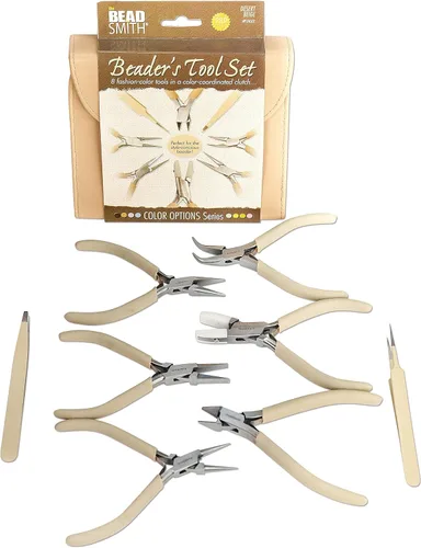 Miniatura 7 de The Beadsmith Alicates de color de moda – Juego de 8 herramientas delgadas a juego de color – Embrague a juego en beige – Kit de suministro de Beige