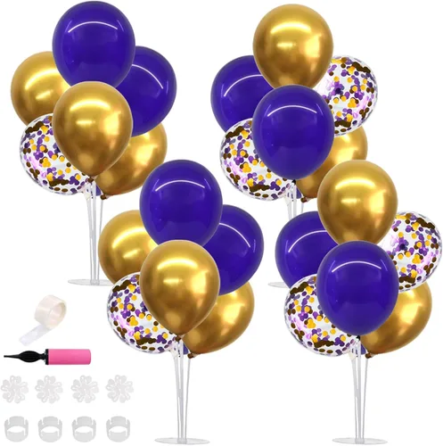 Miniatura 30 de TONIFUL Juego de 6 centros de mesa de globos de color azul marino y plateado para mesa, kit de arco de globos para decoraciones de graduación 2026