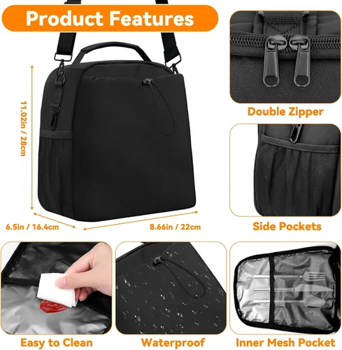Miniatura 5 de Bolsa de almuerzo aislada Yotako para hombres y mujeres – Caja de almuerzo que cabe en tazas Stanley de 40/30 oz, bolsa refrigerante a prueba