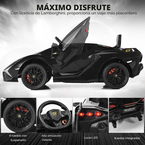 Miniatura 3 de INFANS Lamborghini Sian - Auto de paseo para niños con licencia de 12 V, con control remoto para padres, suspensión de resorte, reproductor de MP3