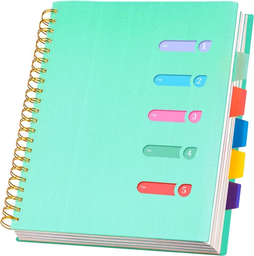Miniatura 16 de Yoment Cuaderno de espiral de 5 materias encuadernado en espiral con rayas anchas de 7 x 8.5 pulgadas, cuaderno de espiral de tapa dura