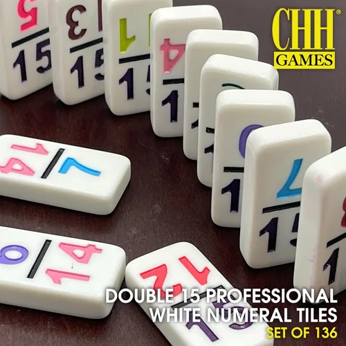 Miniatura 2 de CHH 15 Dominó doble profesional con números de color - Juego de dominó de 136 piezas para todas las edades