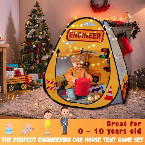 Miniatura 5 de 1 pieza Tienda de campaña de ingeniería para niños, piscina de pelotas para niños pequeños, casa de juegos plegable para interiores y exteriores