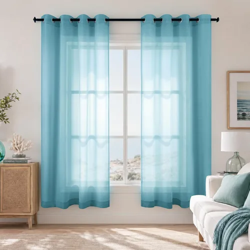 Miniatura 32 de KOUFALL Cortinas traslúcidas de 120 pulgadas de 2 paneles con ojales, juego extra largo de 10 pies de largo, cortinas altas para ventana grande, 52