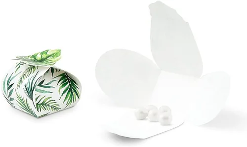 Miniatura 5 de Cajas de papel de regalo de boda de forma única, hoja de palmera, juego de 10