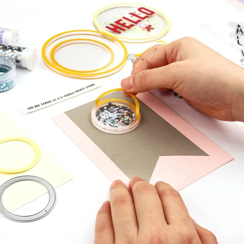 Miniatura 8 de Juego de 9 marcos circulares con paneles de coctelera circular, vienen en 3 tamaños, tira autoadhesiva en la parte delantera y trasera, cúpulas