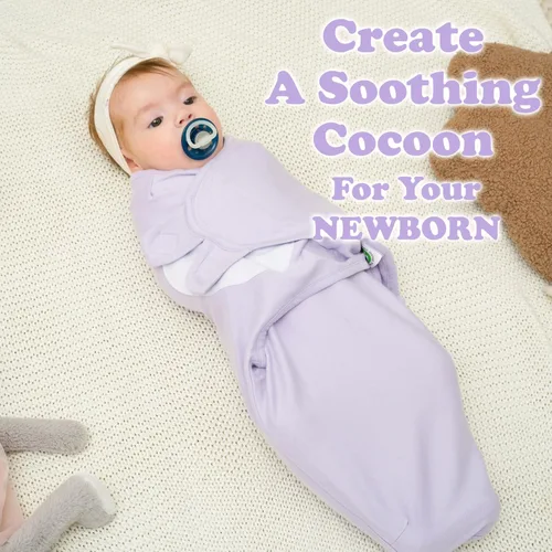 Miniatura 3 de Mantas para envolver para recién nacidos – Juego de 3 mantas para bebé de 0-3 meses – Saco de dormir ajustable – Envuelto suave de algodón orgánico