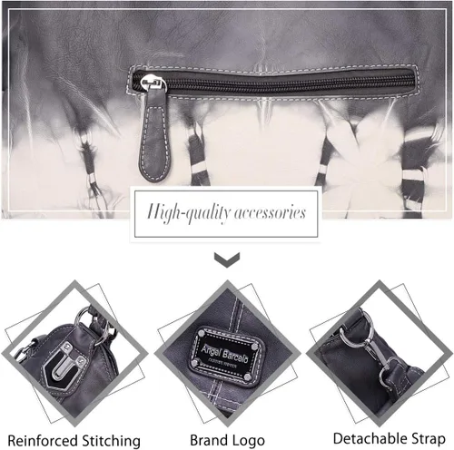 Miniatura 145 de Angel Barcelo - Bolsa de hombro amplia para mujer, diseño Hobo, cuero lavado
