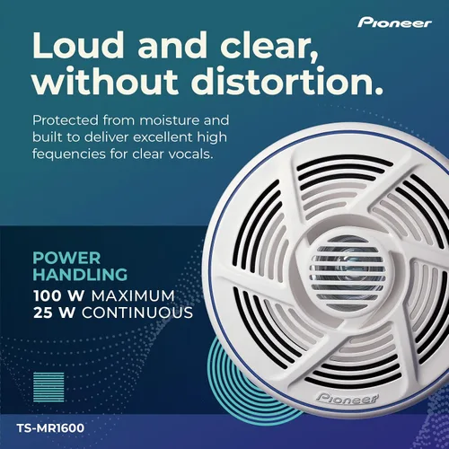 Miniatura 4 de PIONEER TS-MR1600 Altavoces marinos de 6.5 pulgadas (par) - Altavoces coaxiales de barco de 2 vías, 100 W de potencia máxima, impermeable