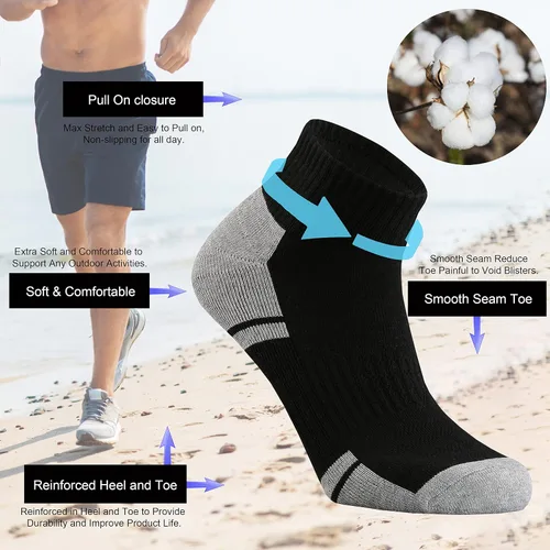 Miniatura 3 de Ortis Calcetines de corte bajo para hombre, cojín de algodón, absorbe la humedad, malla ventilada, entrenamiento para correr