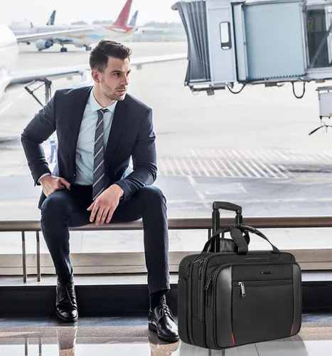 Miniatura 7 de EMPSIGN Maletín con ruedas para laptop, bolsa de computadora de 17.3" con ruedas, bolsa de viaje con ruedas repelente al agua que cabe debajo
